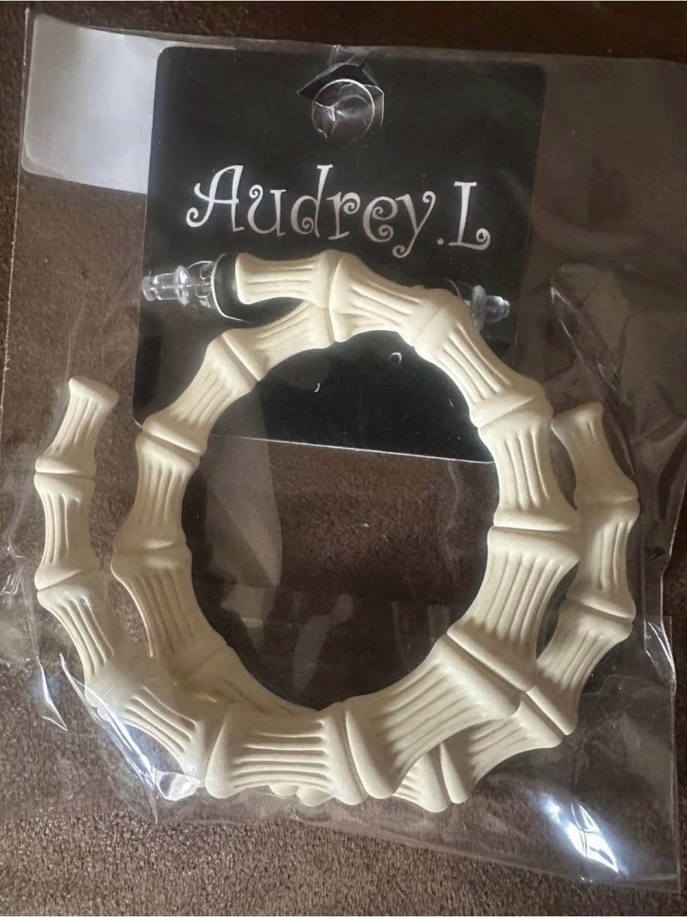 audrey Cream Textured Bamboo Hoop Earrings